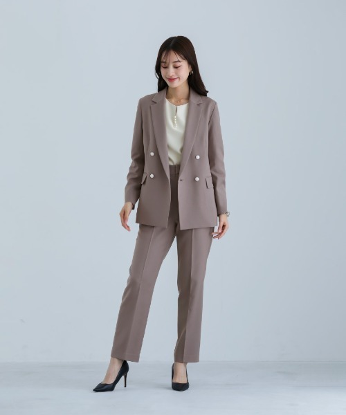 WHITE JOOLA（ホワイトジョーラ）の「【洗える・ストレッチ】ウォッシャブルツイルストレッチ・ダブルジャケット（テーラードジャケット・レディース・ネイビー/チャコールグレー/モカ・LL/S/M/L）」の4枚目の写真