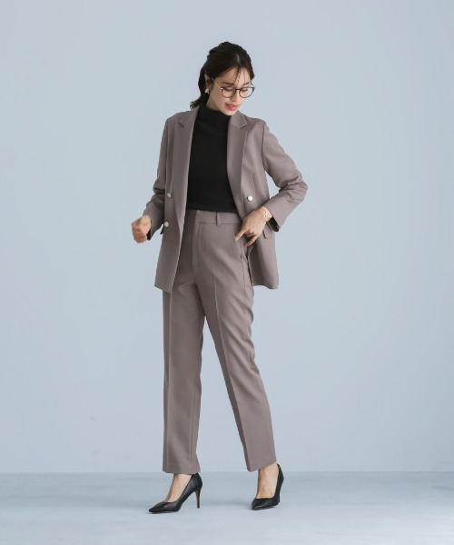 WHITE JOOLA（ホワイトジョーラ）の「【洗える・ストレッチ】ウォッシャブルツイルストレッチ・ダブルジャケット（テーラードジャケット・レディース・ネイビー/チャコールグレー/モカ・LL/S/M/L）」の9枚目の写真