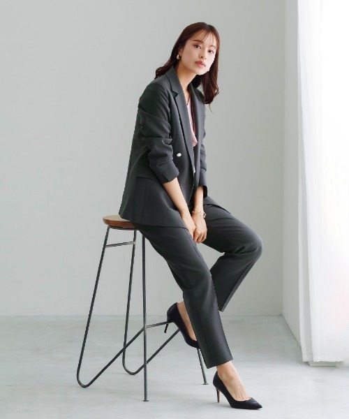 WHITE JOOLA（ホワイトジョーラ）の「【洗える・ストレッチ】ウォッシャブルツイルストレッチ・ダブルジャケット（テーラードジャケット・レディース・ネイビー/チャコールグレー/モカ・LL/S/M/L）」の12枚目の写真