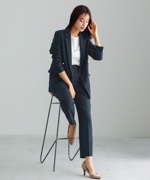 WHITE JOOLA（ホワイトジョーラ）の「【洗える・ストレッチ】ウォッシャブルツイルストレッチ・ダブルジャケット（テーラードジャケット・レディース・ネイビー/チャコールグレー/モカ・LL/S/M/L）」の19枚目の写真