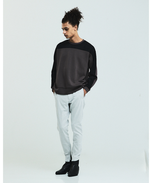 5351 POUR LES HOMMES(ゴーサンゴーイチプールオム)の「コンビネーション スエード 長袖Tシャツ(Tシャツ/カットソー・メンズ・ホワイト/ブラック/チャコールグレー・44/46/48/50)」の17枚目の写真