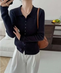 Eclat one（エクラワン）の「【Eclat one】襟付き コンパクト リブ ニット（カーディガン/ボレロ）」