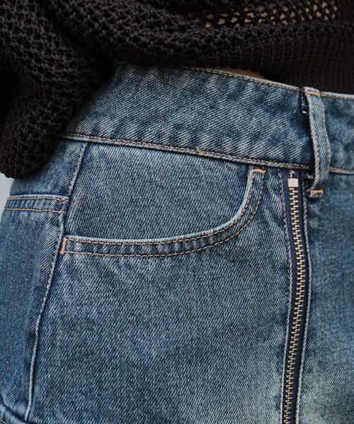 WEGO（ウィゴー）の「WEGO/【25年秋冬新作】ジップカーゴデニムスカパン（デニムスカート・レディース・ダークブルー・FREE）」の4枚目の写真