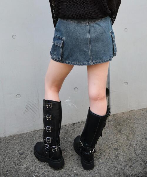 WEGO（ウィゴー）の「WEGO/【25年秋冬新作】ジップカーゴデニムスカパン（デニムスカート・レディース・ダークブルー・FREE）」の9枚目の写真