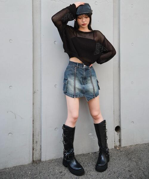 WEGO（ウィゴー）の「WEGO/【25年秋冬新作】ジップカーゴデニムスカパン（デニムスカート・レディース・ダークブルー・FREE）」の10枚目の写真