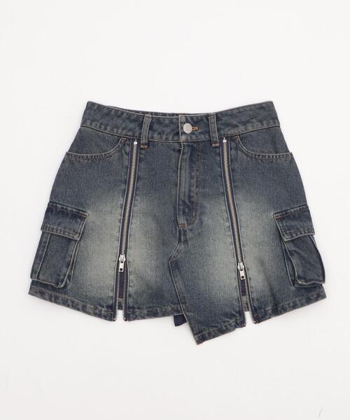 WEGO（ウィゴー）の「WEGO/【25年秋冬新作】ジップカーゴデニムスカパン（デニムスカート・レディース・ダークブルー・FREE）」の11枚目の写真