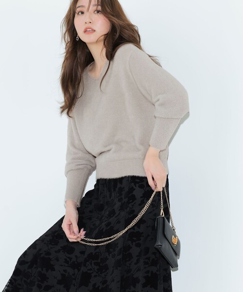 2SET】フェザー ニット × フロッキー スカート（セットアップ）｜ANY