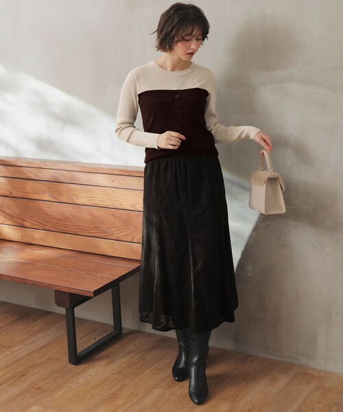 2SET】フェザー ニット × フロッキー スカート（セットアップ）｜ANY