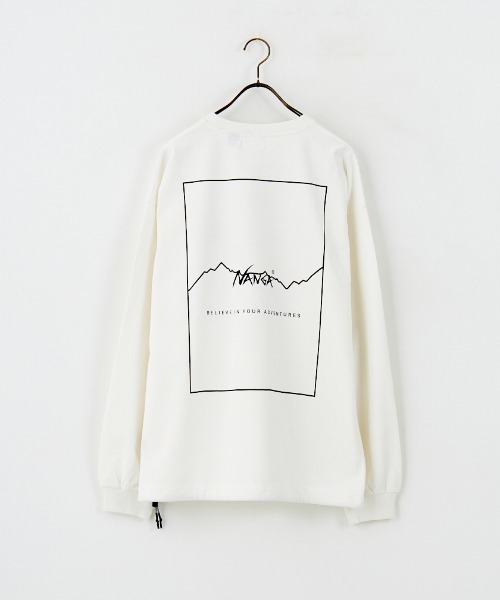 NANGA（ナンガ）の「[NANGA/ナンガ] 別注 ブランドロゴ バックプリント ドローコードロンT（Tシャツ/カットソー・レディース・ホワイト/ブラック・S/M/L）」の10枚目の写真