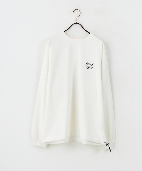 NANGA（ナンガ）の「[NANGA/ナンガ] 別注 ブランドロゴ バックプリント ドローコードロンT（Tシャツ/カットソー・レディース・ホワイト/ブラック・S/M/L）」の9枚目の写真