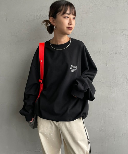 NANGA（ナンガ）の「[NANGA/ナンガ] 別注 ブランドロゴ バックプリント ドローコードロンT（Tシャツ/カットソー・レディース・ホワイト/ブラック・S/M/L）」の15枚目の写真