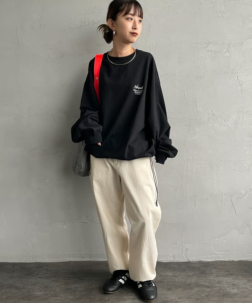 NANGA（ナンガ）の「[NANGA/ナンガ] 別注 ブランドロゴ バックプリント ドローコードロンT（Tシャツ/カットソー・レディース・ホワイト/ブラック・S/M/L）」の18枚目の写真