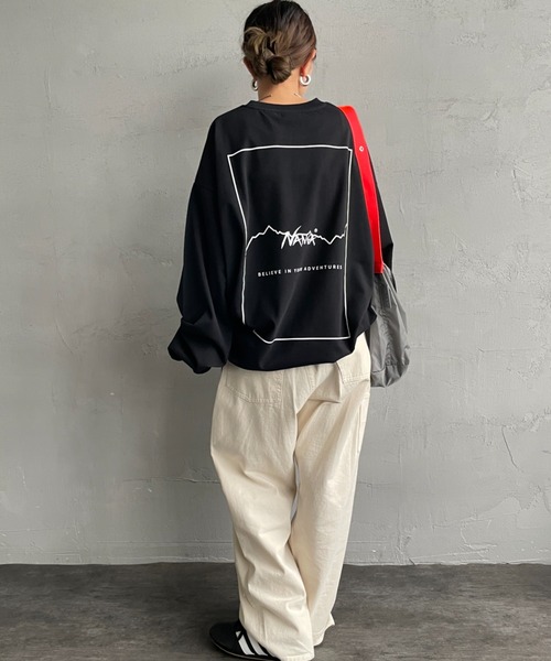 NANGA（ナンガ）の「[NANGA/ナンガ] 別注 ブランドロゴ バックプリント ドローコードロンT（Tシャツ/カットソー・レディース・ホワイト/ブラック・S/M/L）」の20枚目の写真