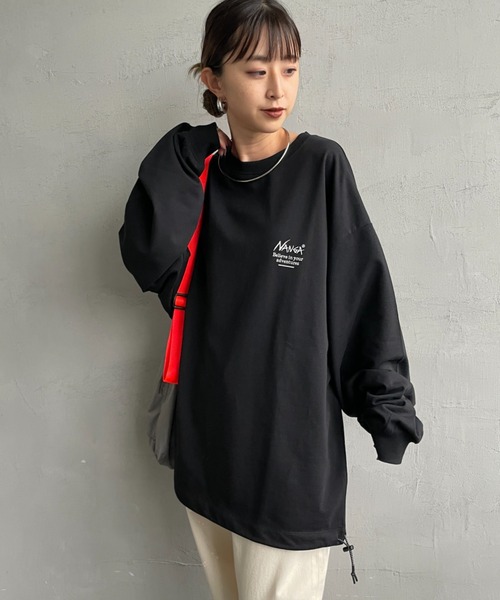 NANGA（ナンガ）の「[NANGA/ナンガ] 別注 ブランドロゴ バックプリント ドローコードロンT（Tシャツ/カットソー・レディース・ホワイト/ブラック・S/M/L）」の21枚目の写真