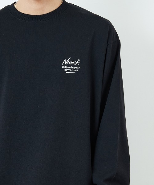 NANGA（ナンガ）の「[NANGA/ナンガ] 別注 ブランドロゴ バックプリント ドローコードロンT（Tシャツ/カットソー・レディース・ホワイト/ブラック・S/M/L）」の4枚目の写真