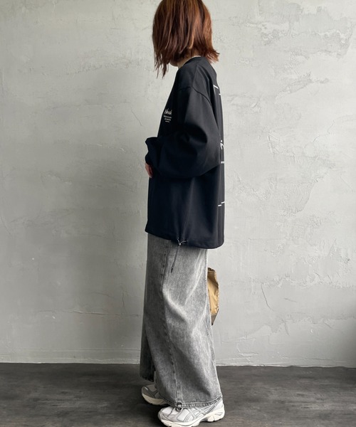 NANGA/ナンガ] 別注 ブランドロゴ バックプリント ドローコードロンT