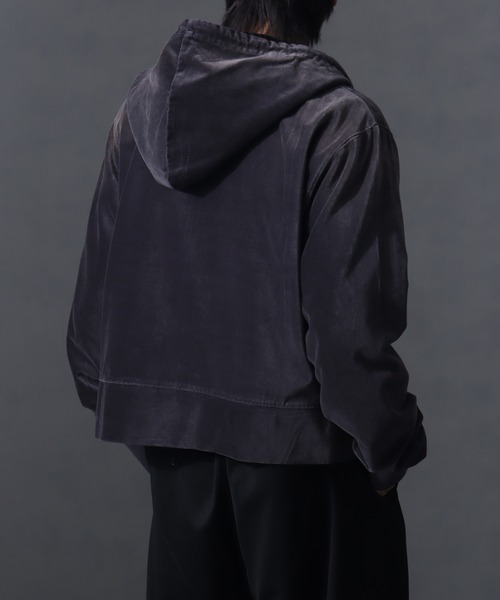 welise（ウェライズ）の「【welise/ウェライズ】ヴィンテージベルベット ボクシーショートパーカー（パーカー・メンズ・ブラック/チャコールグレー/ワイン/ネイビー・S/L/M）」の16枚目の写真