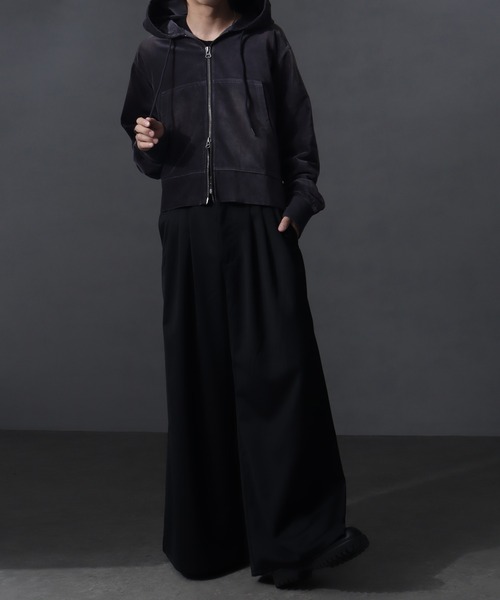 welise（ウェライズ）の「【welise/ウェライズ】ヴィンテージベルベット ボクシーショートパーカー（パーカー・メンズ・ブラック/チャコールグレー/ワイン/ネイビー・S/L/M）」の17枚目の写真