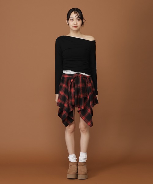 3.3 Field Trip (3.3フィールドトリップ)の「3.3 Field Trip/レイヤードレースオフショルロンT(Tシャツ/カットソー・レディース・グレー/ブラック・FREE)」の8枚目の写真