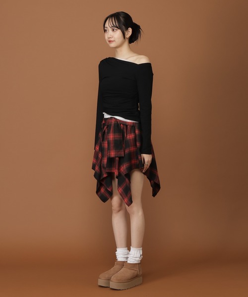3.3 Field Trip (3.3フィールドトリップ)の「3.3 Field Trip/レイヤードレースオフショルロンT(Tシャツ/カットソー・レディース・グレー/ブラック・FREE)」の9枚目の写真