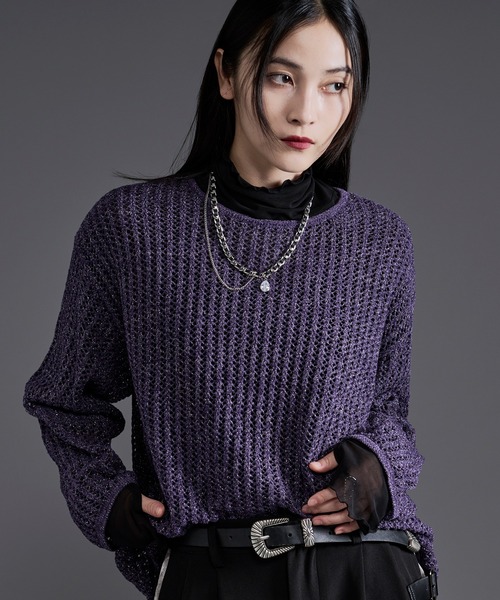 Ellno Loset(エルノロゼット)の「ラメモールメッシュルーズニット(ニット/セーター・メンズ・パープル/ブラック・MEDIUM/LARGE)」の22枚目の写真