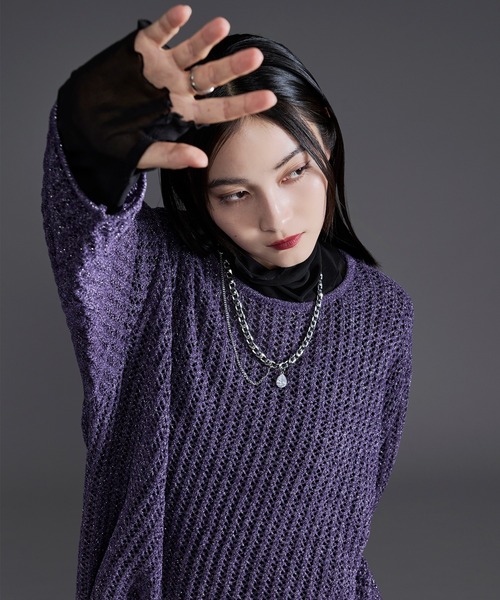 Ellno Loset(エルノロゼット)の「ラメモールメッシュルーズニット(ニット/セーター・メンズ・パープル/ブラック・MEDIUM/LARGE)」の21枚目の写真