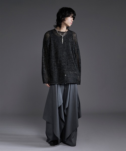 Ellno Loset(エルノロゼット)の「ラメモールメッシュルーズニット(ニット/セーター・メンズ・パープル/ブラック・MEDIUM/LARGE)」の9枚目の写真