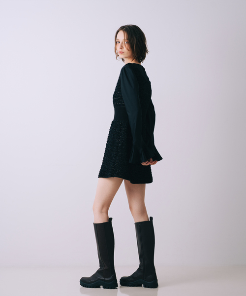 セール】【セットアップ対応】ラメフリンジミニワンピース ニット