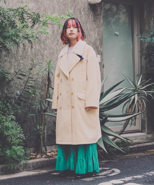 YEAH RIGHT!!(イェーライト)の「YELW ANGORA MELTON P-COAT(その他アウター・レディース・イエロー・1)」の1枚目の写真