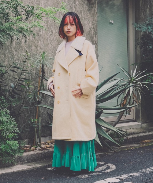 YEAH RIGHT!!(イェーライト)の「YELW ANGORA MELTON P-COAT(その他アウター・レディース・イエロー・1)」の3枚目の写真