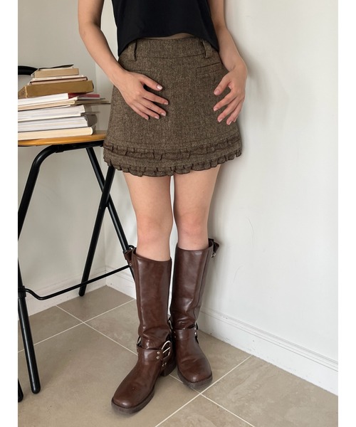 MORE self LOVE（モアセルフラブ）の「裾フリルスカート（スカート・レディース・ブラウン/ブラック・FREE）」の12枚目の写真