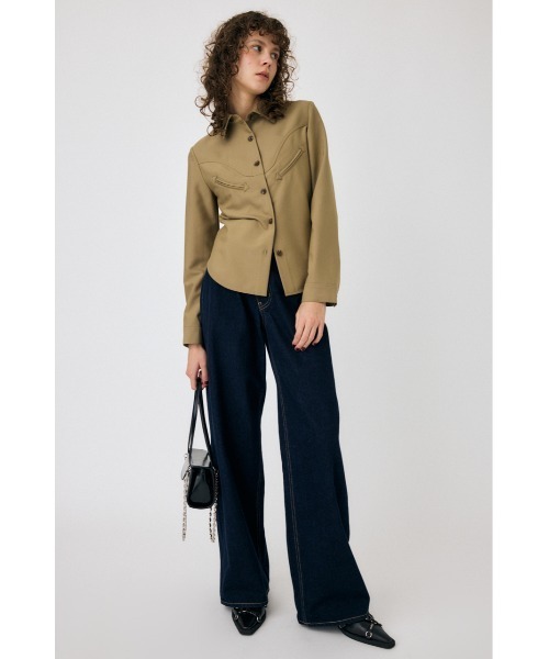 moussy クロスウエストワイドストレートデニム 0 CROSS WAIST WIDE STRAIGHT/クロスウエストワイドストレート