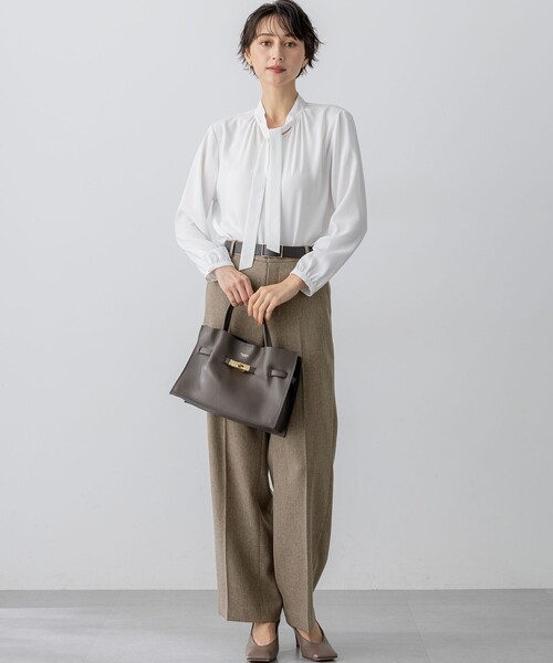 23区 22AW ウールライクカルゼ ジャケット パンツ セットアップ 茶 40 セール】【洗える】ウールライクカルゼ テーラード ジャケット