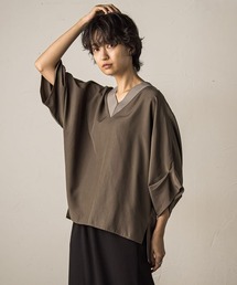 タックワイドスリーブVネックドルマンブラウス≪手洗い可能≫