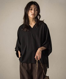 タックワイドスリーブVネックドルマンブラウス≪手洗い可能≫