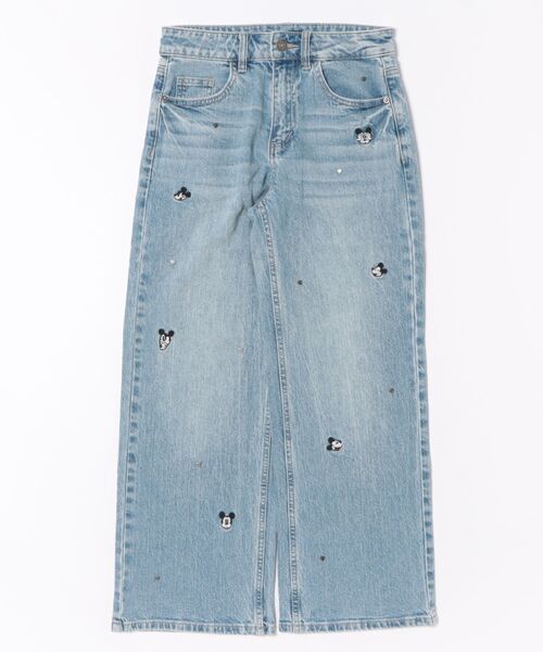 Desigual（デシグアル）の「ミッキーマウス刺繍 ハートアップリケ キュロットデニムパンツ ディズニー（デニムパンツ・レディース・ブルー・34/36/38/40/42/44）」の3枚目の写真