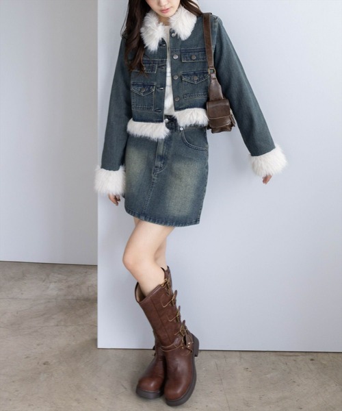 clear（クリア）の「デニムミニスカート(セット可)［大人 カジュアル 着回し力抜群］≪AW新作≫（デニムスカート・レディース・ブルー/ブラック・S/M）」の4枚目の写真