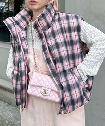 supplierチェック柄ダウンベスト UNISEX]オーバーサイズチェックダウンベスト | ファッション通販