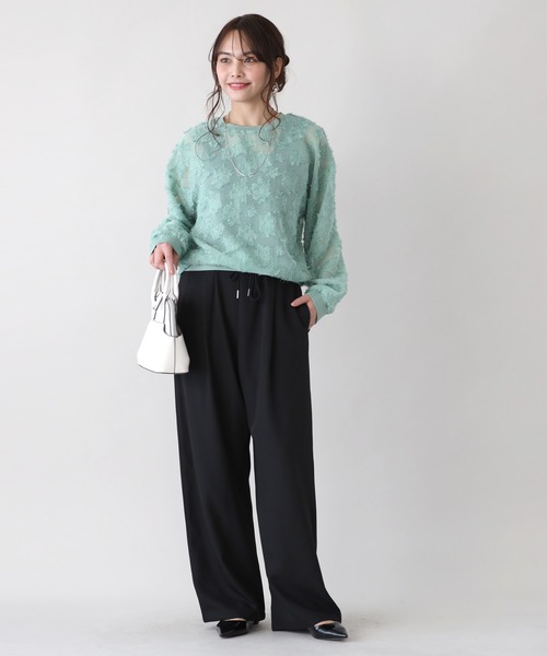Ehre style(エーレスタイル)の「コーデが華やぐ 大人のシアー感 透け花柄トップス(シャツ/ブラウス・レディース・グリーン/ホワイト・FREE)」の15枚目の写真