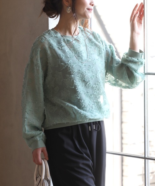 Ehre style(エーレスタイル)の「コーデが華やぐ 大人のシアー感 透け花柄トップス(シャツ/ブラウス・レディース・グリーン/ホワイト・FREE)」の16枚目の写真