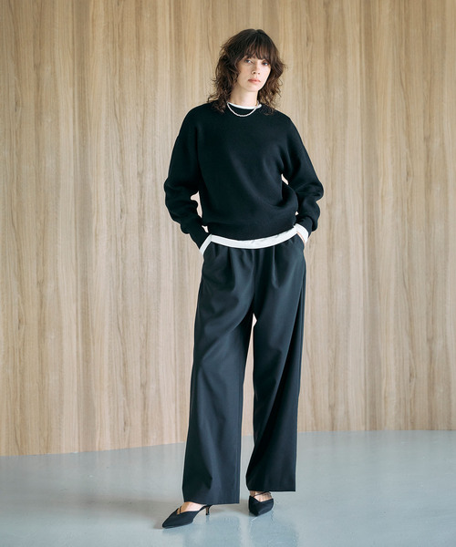 N.O.R.C（ノーク）の「ウォッシャブルイージーワイドパンツ【CLEAN MOTION】（その他パンツ・レディース・ストライプ/ブラウン/ブラック・S/M/L）」の4枚目の写真