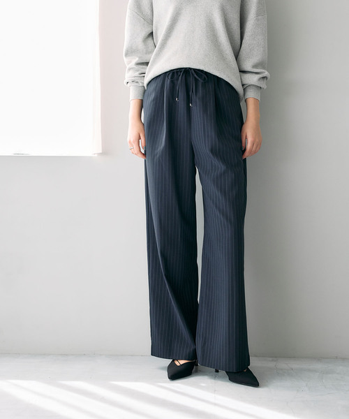 N.O.R.C（ノーク）の「ウォッシャブルイージーワイドパンツ【CLEAN MOTION】（その他パンツ・レディース・ストライプ/ブラウン/ブラック・S/M/L）」の10枚目の写真