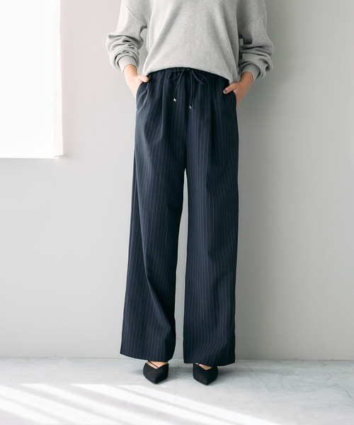 N.O.R.C（ノーク）の「ウォッシャブルイージーワイドパンツ【CLEAN MOTION】（その他パンツ・レディース・ストライプ/ブラウン/ブラック・S/M/L）」の11枚目の写真