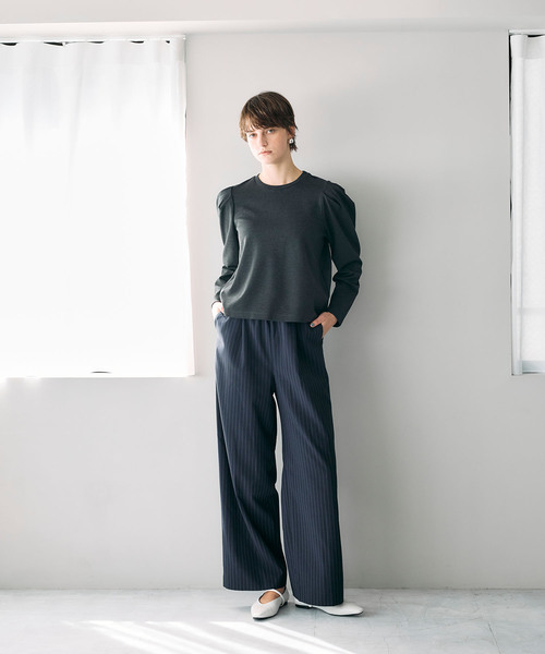 N.O.R.C（ノーク）の「ウォッシャブルイージーワイドパンツ【CLEAN MOTION】（その他パンツ・レディース・ストライプ/ブラウン/ブラック・S/M/L）」の13枚目の写真