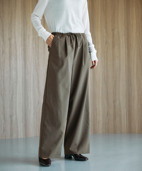 N.O.R.C（ノーク）の「ウォッシャブルイージーワイドパンツ【CLEAN MOTION】（その他パンツ・レディース・ストライプ/ブラウン/ブラック・S/M/L）」の16枚目の写真