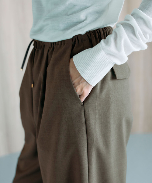 N.O.R.C（ノーク）の「ウォッシャブルイージーワイドパンツ【CLEAN MOTION】（その他パンツ・レディース・ストライプ/ブラウン/ブラック・S/M/L）」の20枚目の写真