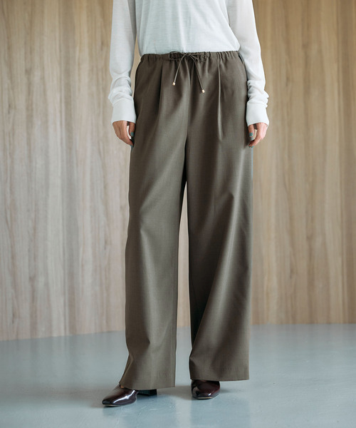N.O.R.C（ノーク）の「ウォッシャブルイージーワイドパンツ【CLEAN MOTION】（その他パンツ・レディース・ストライプ/ブラウン/ブラック・S/M/L）」の2枚目の写真