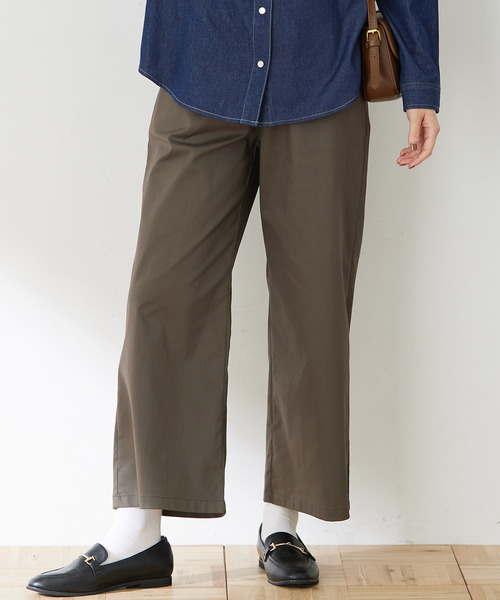 Bun様 27cm セール】ストレッチワイドパンツ【リブウエスト・大きいサイズ