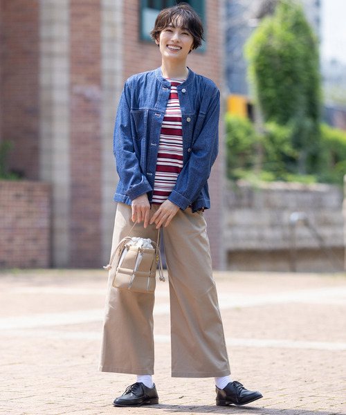 セール】ストレッチワイドパンツ【リブウエスト・大きいサイズ