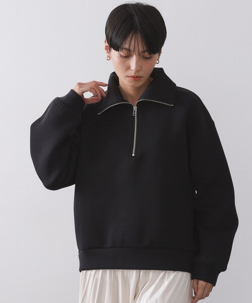 OPAQUE.CLIP(オペークドットクリップ)の「ハーフジップトップス/セットアップ対応可【洗濯機OK】(Tシャツ/カットソー・レディース・グレー/オフホワイト/ブラック・38/40/42)」の3枚目の写真